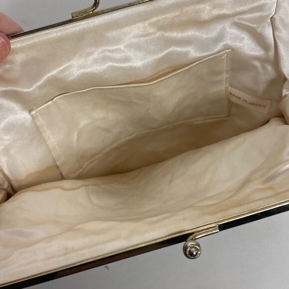 Vintage Floral Beaded Handbag Evening Bag White Pink Bridal Wedding Japan Made - Picture 9 of 11